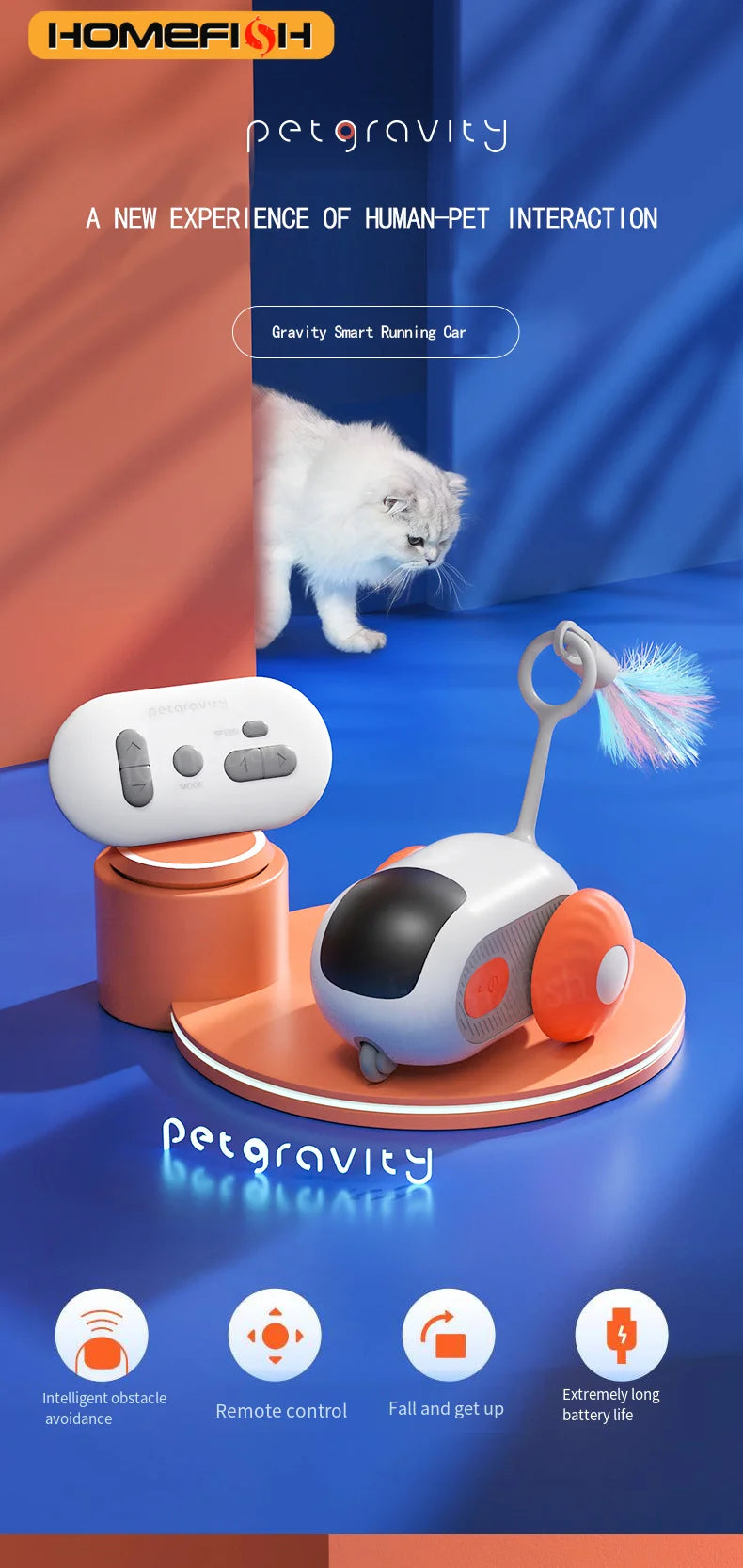 PetGravity AI Smart Toy Cat Car