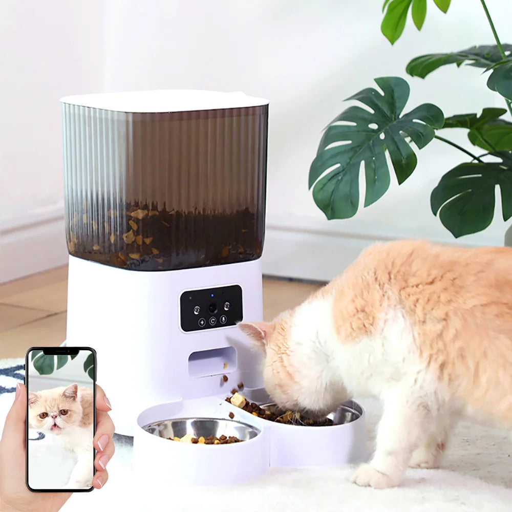Packs and Paws™, 5L Double Bowls Smart Automatic Cat/Dog Feeder With Camera