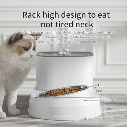Packs and Paws™  2in1 Cat Automatic Water Fountain and Feeding Bowl 3L