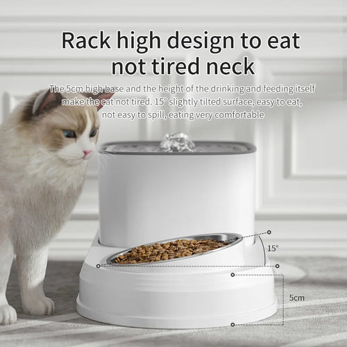 Packs and Paws™  2in1 Cat Automatic Water Fountain and Feeding Bowl 3L
